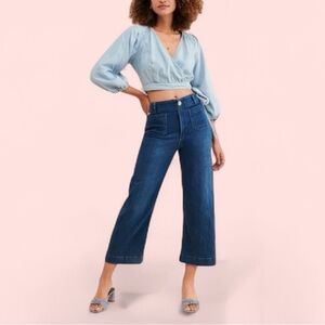 Anthropologie Blue Wide Leg Pants